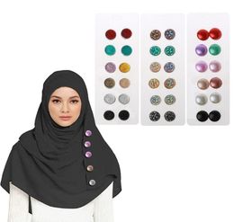 12 Pcs Pack of 12 Muslim MultiUse Rhinestone Magnetic Scarf Brooch Round Hijab Pins Kit Magnetic Safety Pins Muslim Jewelry7380328