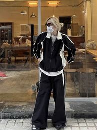 Women's Jackets Deeptown Vintage Y2k Women Korean Streetwear Harajuku Patchwork Windbreak Techwear Oversize Female Spring Outerwear