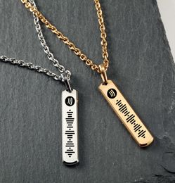 carving Music Spotify Code necklace For Men Stainless steel necklace carving Song Code Jewellery Gifts9982036