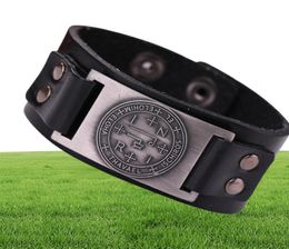 Dawapara Seal of Solomon Talisman Genuine Leather Bracelet Sigil of Archangel Thavael Mens Wiccan Bracelet Pour Hommes2604766