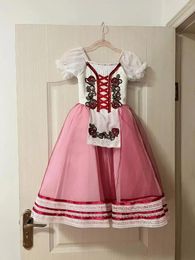 Stage Wear 2024 Tailored Red Flower Embroidery Tutu Can Not Close The Daughter Of Long Swing Dress Gabelia Variation