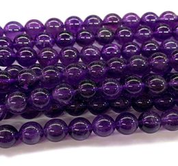 Whole Natural Grade Amethyst Purple Crystal Round Loose Stone Beads 318mm Fit Jewellery DIY Necklaces or Bracelets 155quot 02612949