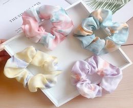 Fashion Hairbands Floral Printed Hair Scrunchies Long Ribbon for Women Girls Ponytail Holder Elastic Scarf Accessories Headwear 074369658