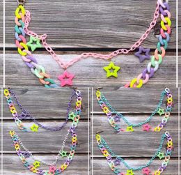 colorful acrylic Pentagram tiaodi Tuku girl cute New sweet macaroni pants waist chain6990493