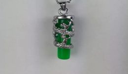 11 green Jade pendant necklace Long Zhu pendant color retention plated silver jade dragon pillars whole C24132483