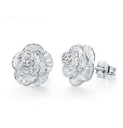 New Arrival Jewelry 925 Sterling Silver Stackable Rose Flower Zircon Crystal Stud Earrings for Women Girl Pendientes4880171
