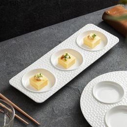 Plates White Ceramic Dinner 3 Grids Snack Trays Dessert Plate Dim Sum Dish Cake Pan Fruit Bowl Sushi Sashimi