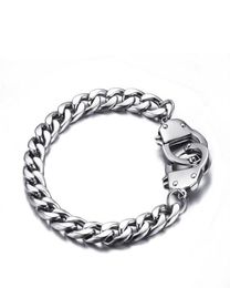 17mm Silver Colour Fashion Simple Men039s Bangle Stainless Steel Chain Handcuffs Bracelet Watchband Jewellery Gift for Men Boys J21045915