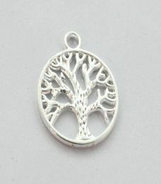 100PCS Silver Plated LIFE OF TREE Round Charm Pendents A12816SP36005853016920