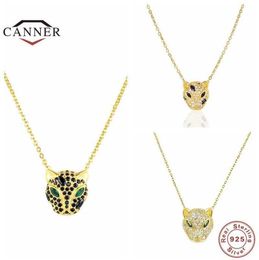 CANNER 925 Sterling Silver Necklace For Women INS Style Leopard Zircon Pendant Chain Necklaces Ladies Fine Jewellery Collares 2106215765848