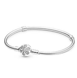 Flower Snow Clip 925 Silver Bracelet Bangle Chain For European silver Charms pendant Bead Jewellery Girl Lady Gift3543254