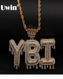 Uwin Crown Initial Letter Pendant Necklace Customzie Bubble Initial Letters Gold Silver Rose Gold Colour Words Name Oem Link J190713497079