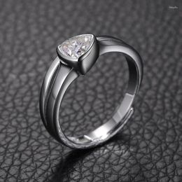 Cluster Rings S925 Sterling Silver Triangle Cut Moissanite Ring For Women Men Fine Jewellery Geometric Wedding Adjustable Pass Gift