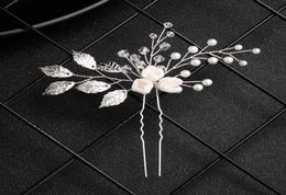 Peach Prom Bride Bridesmaid Hair Accessories Pearl Hair Pin Clip Luxury Crystal Rhinestone Wedding Hairpins Sticks For Women JCF017960069