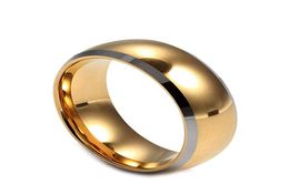 8mm Men039s Classic High Polished Gold Silver Two Tone Tungsten Carbide Wedding Band Ring8357089