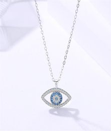 925 Sterling Silver Womens Cubic Zirconia devil evil blue eye Pendant necklace CZ Stone Turkish fashion Jewellery China Whole18918917144