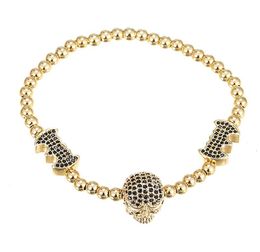 Charm Bracelets Fashion Luxury Gold Bead Chain Bangle For Women Personality DIY Design Skull PendanHandmade Necklace Jewelry1322645