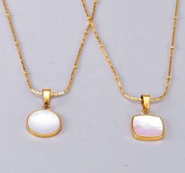 2022 new Stainless Steel Women039s Clavicle Necklace Jewelry 18K Gold Mother Of Pearl Necklace White Shell Necklace1199635