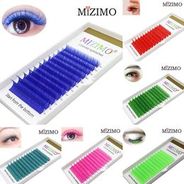 MIZIMO Colour Makeup Eyelash 8-13mm Long Mixed Artificial Mink Hair Blue Red Purple Green Yellow Eyelash Extension Tool 240123
