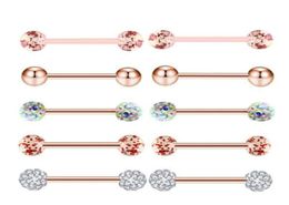 10pcsset Gold Rose Tongue Rings Stainless Steel Acrylic Earrings Barbells Body Tragus Piercing Jewellery Nipple Ring9646431