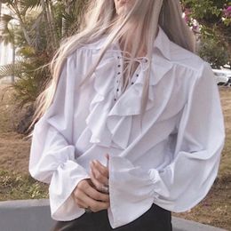 Mens Pirate Shirt Prince Poet Shirts Medieval Buccaneer Frills Lace Up Renaissance Vintage Gothic Blouse Tops 240202