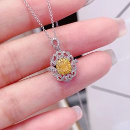 Chains KLN2024 Pure 18K Gold Jewelry Solid G18K Natural Yellow Diamonds 0.243ct Pendants Gemstone Necklaces For Women