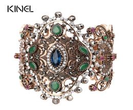 2017 Unique Charm Retro Cuff Bracelet For Women Gold Color Turkish Style Can Adjust Size Big Bracelet Party Jewelry Accessories1382237
