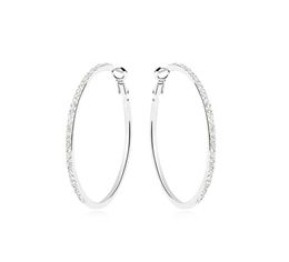 New simple design Austrian crystal rhodium plated big hoop earrings for women bridal wedding party bijoux accessories bijoux 1837419