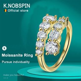 KNOBSPIN D VVS Rings for Women Sparkling Diamond Engagement Wedding Band with GRA 925 Sterling Sliver Plated 18k Ring 240202