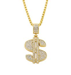 High quality women Mens Hip hop 24k gold plated Rapper Crystal US Dollar Pendants Rock USD flowerpot Pendants Chain Necklaces jewe8454092