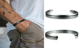 Men Cuff Bangle Stainless Steel Hair Tie Bracelet Simple Retro Wristband Unisex Jewelry9827274