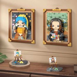 Blocks World Famous Painting Building Blocks DIY 3D Model Mona Lisa Girl Wearing Pearl Earrings Model Assembled Toy Gift Home Decor