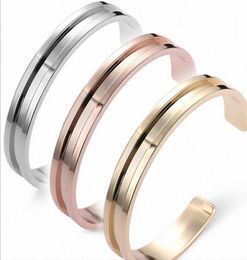 2019 Hair Tie Bracelet C Shape Open Bangles With Hair Tie Stainless Steel Brushed Edges For Women Girls Bracelets Jewelry Baby Boy3094410