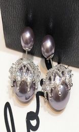 New 925 sterling silver needle double pearl earrings hollow crown stud earrings European and American fashion zircon earrings ear 4688690