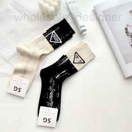 Hosiery Designer women's socks hot glue letter color matching double needle mid length socks fashion style trendy dirty sock IC5W