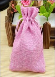 100pcslot 1015cm Jute Wedding Gift Bags Vintage Wedding Decor Drawstring Sack Party Pouches Jewelry Pouches Packaging Bags2924591