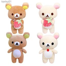 Stuffed Plush Animals New Strberry Rilakkuma Doll Kaii Anime Brown Bear Pelcuhe Cute Couple Toy Girl Like Gifts YQ240218