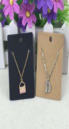 Whole 200pcslot 7x5cm Kraft Necklace Cards earrings Packaging Display kraft card for pendant Jewellery Tags7836180