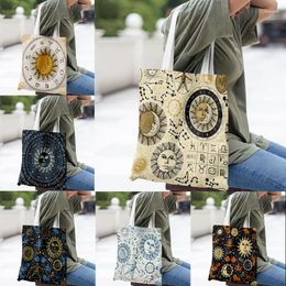 Shopping Bags Fashion Canvas Bag Leisure Handbag Women Environmental Constellation Printing Large Capacity Can Be Washed