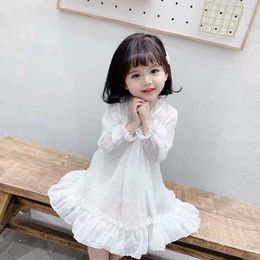 Girl Dresses Spring Autumn White Dress Princess Foreign Style Baby Fairy Long-sleeved Gauze Tutu