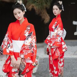 Ethnic Clothing Kimono Japanese Traditional Red Cosplay Kimonos Mujer Verano 2024 Anime Women's