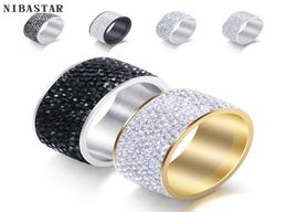 Whole 8 row Crystal Rings for Women Austria Crystal Ring Stainless Steel Bijoux For Women Wedding Jewelry8106097