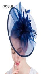 Design Navy feather flower headband hair accessories for women royal ascot race fascinator big hats hatnator 17 Colours available S8386953