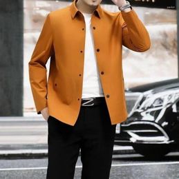 Men's Jackets Fashion Lapel Button Solid Colour Casual Coats Clothing 2024 Autumn Korean Tops Long Sleeve