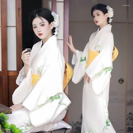 Ethnic Clothing 2024 Japanese Women's White Kimono Traditional Geisha Anime Japones Thailand