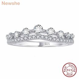 she 925 Sterling Silver Stacking Wedding Rings for Women Double Curved Bands AAAAA Cubic Zircon Fine Jewelry 240202