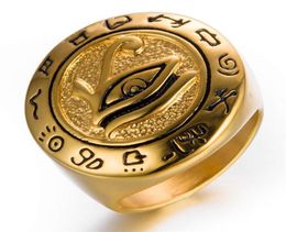 Eye of Horus Ring Third Eye RingEgyptian Jewellery For Him Gift Stainless Steel Ring Gold Mens Ring Ancient Statement Jewelry9246602