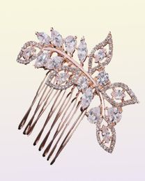 Newest Fashion Rose Gold Wedding Accessories For Bride Crystals Hair Comb Hairpieces Hair Jewelry For Women Tiara Clips JCH0997746594