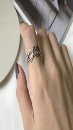 Korean Style S925 Sterling Silver with Holes Mesh Open Antique Vintage Face Ring Little Finger Ring9783072