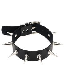 Whole Choker Jewellery European And American Nightclub PU Leather Necklace Rivet Spiked Collar Clavicle Chain Hip Hop Jewellery Ch6447647